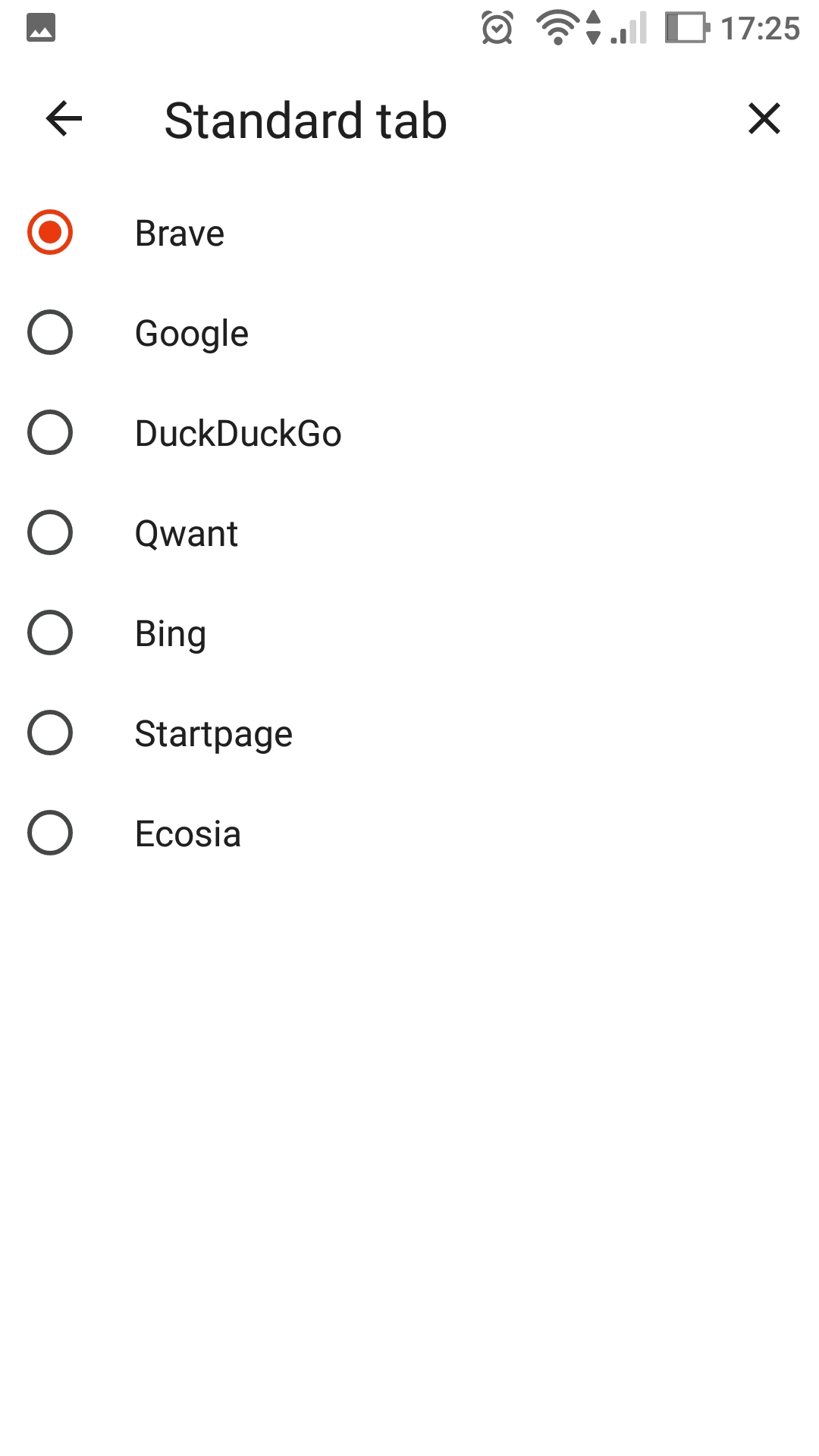 Brave Settings Standard Tab Search Engine Selection