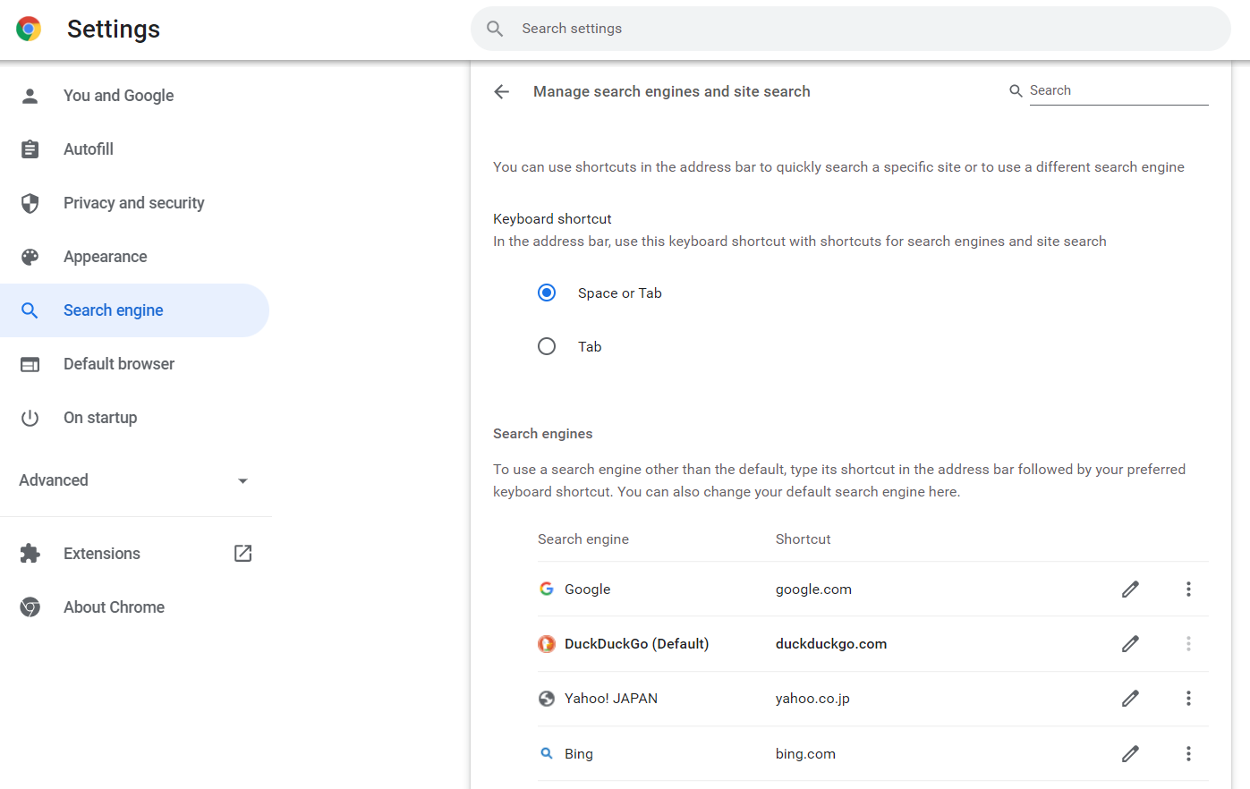 Chrome Settings Search Engine Part 2